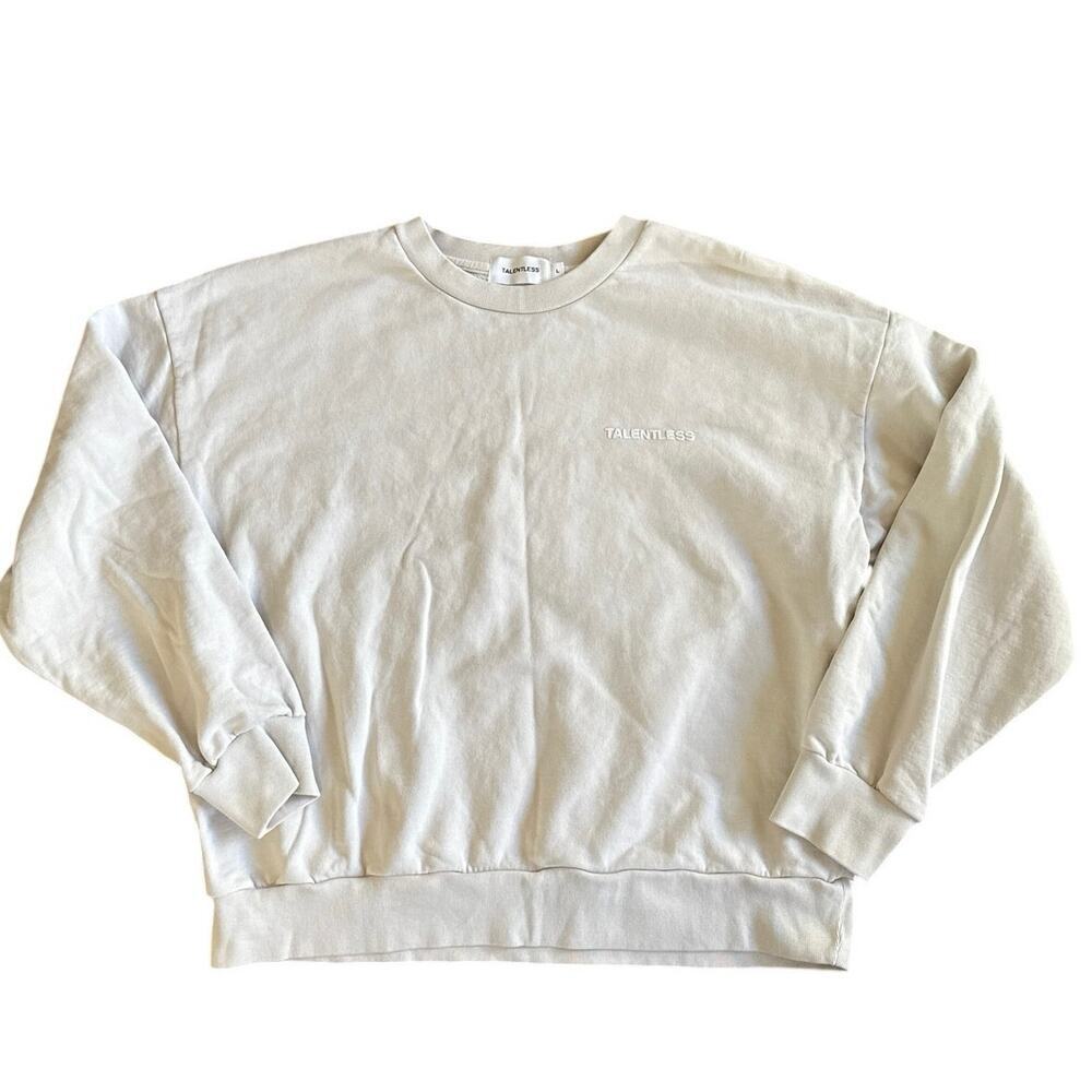 Women’s Talentless Lightweight Crewneck Sweatshirt Cement Cotton Size Large